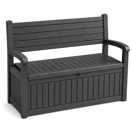 MINDYES 82 Gallon Outdoor Storage Bench and Deck Box Organization Storage Combi for Patio Garden, Black