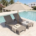 thumbnail image 1 of MINDYES Backyard Patio Lounge Chair, Wood Look Pool 5 Positions Chaise Lounge Chair, Beige, 1 of 8
