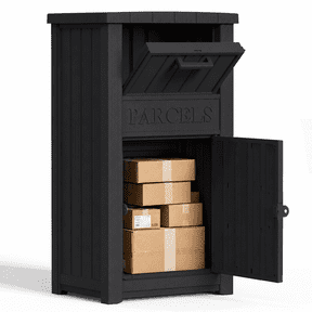 MINDYES Package Delivery Box for Porch with Lockable Secure Storage Compartment, Outdoor Storage Box for Patio Front Entryway, Black