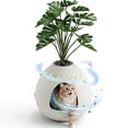 thumbnail image 1 of MINDYES Plant Hidden Cat Litter Box Enclosure with Pebbles and Artificial Greenery, Home Decor Cat Boxs for All Cats, White, 1 of 8