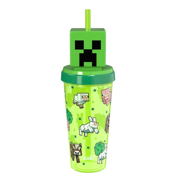 Zak Designs 18oz Minecraft Super Sipper Sculpted Character Tumbler with Straw