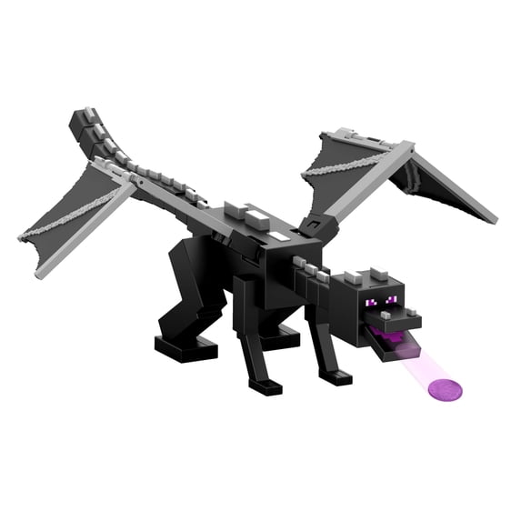 Minecraft Dragon’s Breath Attack Ender Dragon Action Figure with 10 Discs, 20-inch Wingspan