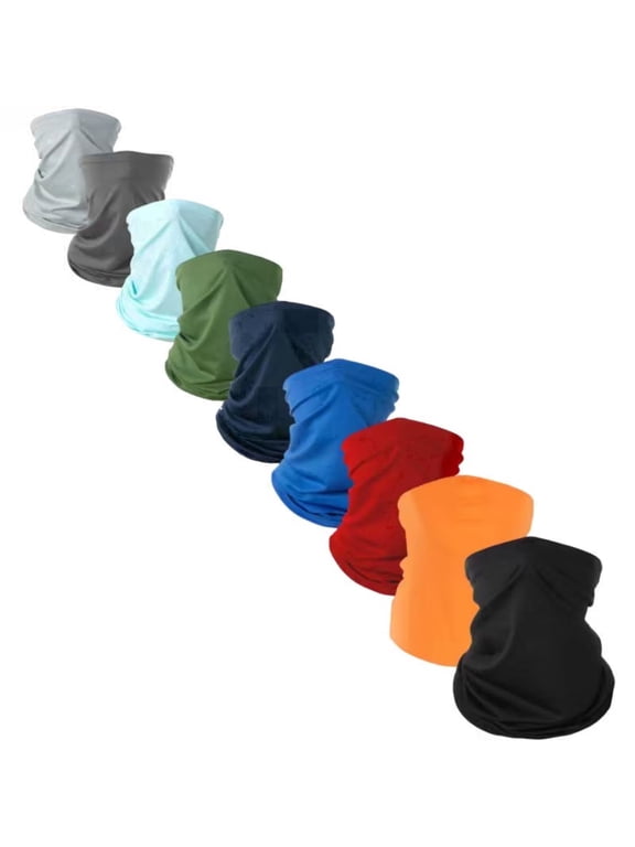 9 Pack Cooling Breathable Neck Gaiter, UV Protection Elastic Face Cover Bandana Multi Wear Headband for Outdoor Sports