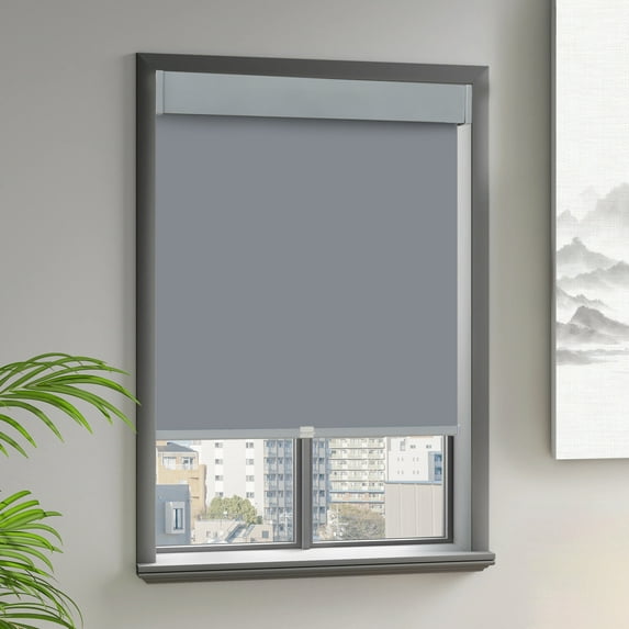 MING CHEN Cordless Roller Window Shades 100% Blackout Window Blinds with Thermal Insulated, UV Protection Privacy Roll Pull Down Shades for Home, Office (Dark Grey, 67" Wx72" H)