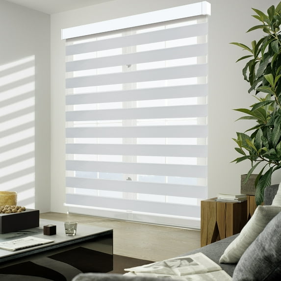 MING CHEN Cordless Zebra Blinds for Windows 95% Blackout Dual Layer Privacy Window Blinds Free-Stop Roller Window Shades Light Filtering Sheer Shades for Home, Office (Light Grey, 32" Wx72" H)