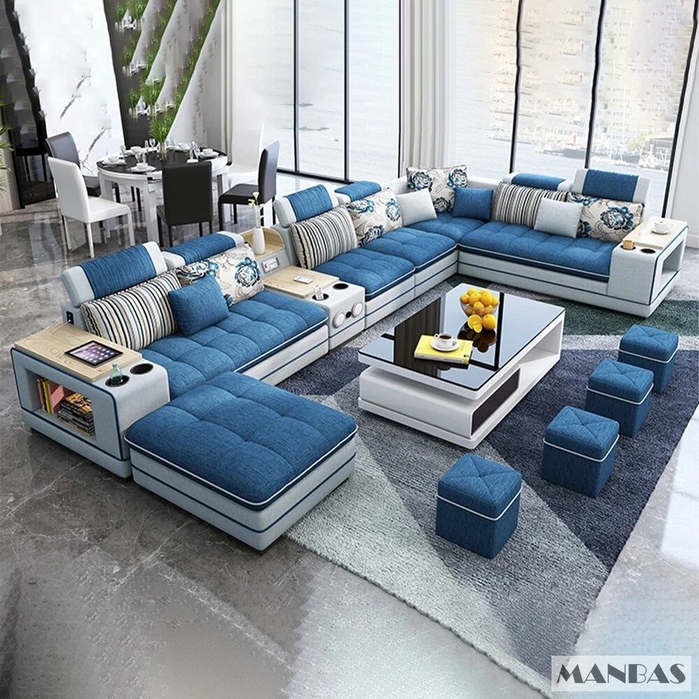 MINGDIBAO Bluetooth Sectional Sofa Bed Sets Big U Shape Corner