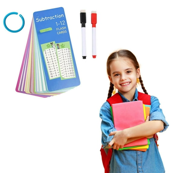 MINGFENGS Multiplication Flash Cards 3rd 6th Grade 17PC Times Table Math Fact Cards with Dry Erase Markers, Portable Learning Tools for Homeschool & Classroom