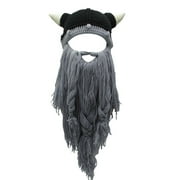 MINGPAI Exquisite Barbarian Vagabond Beanie Funny Viking Horned Hand Knitted Hat Halloween Decorations Novelty Knit Wool Caps