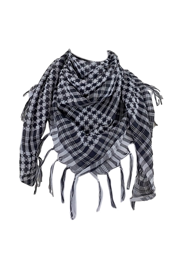 Shemagh Scarves Keffiyeh Scarf Tassels Colorblock Houndstooth Arab Headscarf
