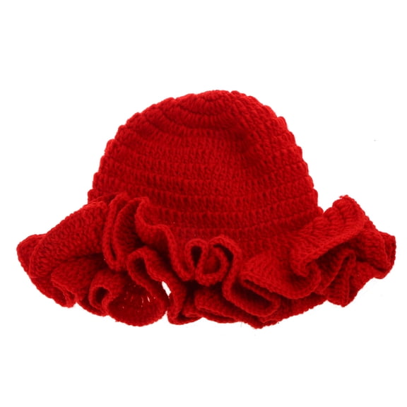 MINGPAI Winter Fisherman Hat for Woman Exaggerated Bucket Hat Knit Ruffled Brim Hat