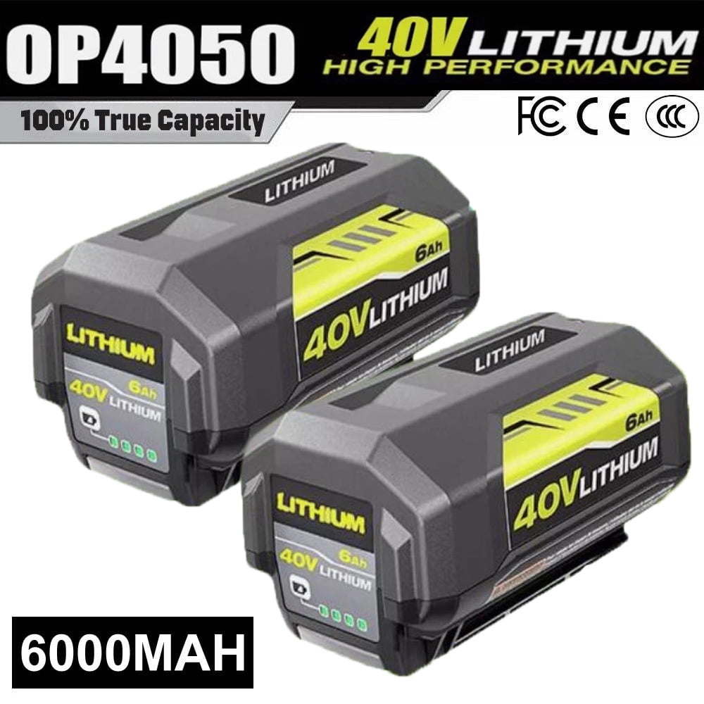 MINGSCI Replacement for Ryobi 40V Battery OP4026 OP40201 OP40261 OP4040 OP4050 OP40601 6.0Ah Lithium 2 Packs