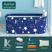 MINGYI 47.2in Portable Foldable Bathtub for Adult and Kids, Freestanding Hot Ice Bath Tub,  Soaking Bath Tub for Bathroom(Starry Blue ）