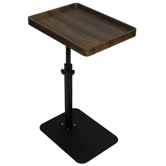 MINGYI C shape End Table Adjustable Height, 360°Swivel C Shaped Side Tables for Small Spaces, Couch Tables that Slide under for living room bedroom(Brown+metal base)