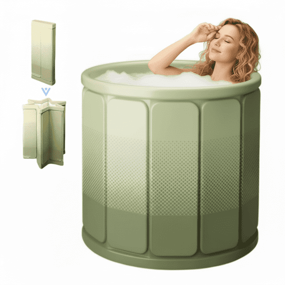 MINGYI Foldable Bathtub for Adults ,27.5in PVC Portable Soaking Bath Tub ,Freestanding Hot Ice Bath Tub for Home Outdoors Gyms(Green)