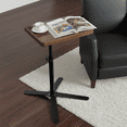 thumbnail image 1 of MINGYI Walnut Adjustable Height C Shaped Side Table , 360° Swivel C Shaped End Table with Metal Base, Small TV Tray for Living Room(Brown), 1 of 10