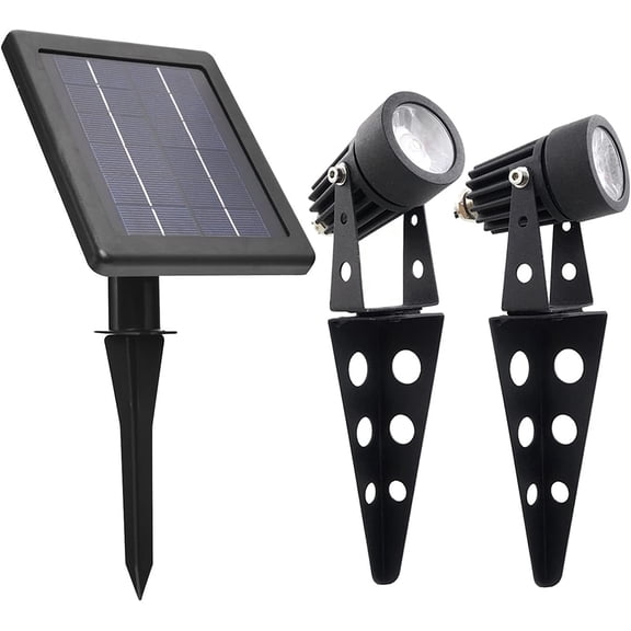 MINI 50X Twin Solar-Powered Cast Aluminium Warm White LED Spotlight 60-100 Lumen Per Light Fixture for Outdoor Garden Yard Landscape Downlight