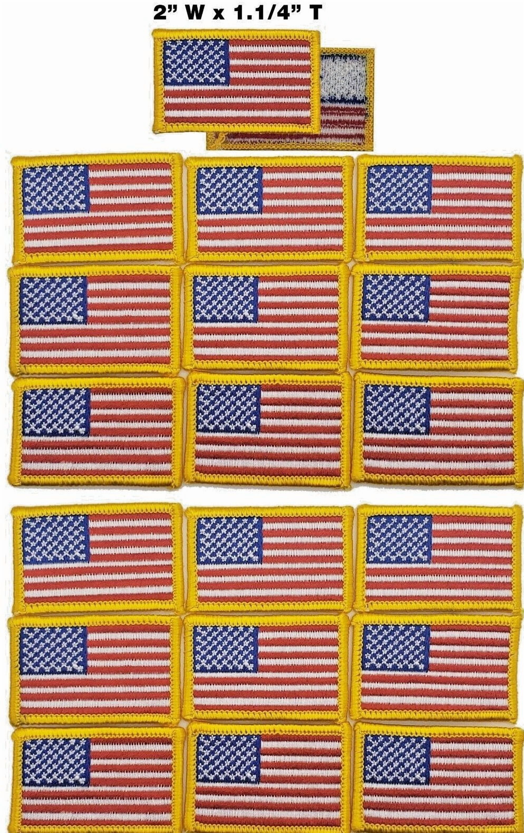MINI AMERICAN FLAG EMBROIDERED PATCH iron-on GOLD BORDER 20 mini