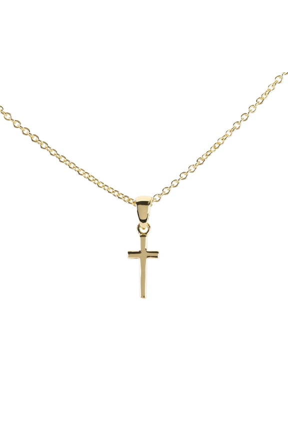 73-4882P Mini Box Cross Gold Tone 18 Inch, Plated Metal, Women's Everyday Necklace,