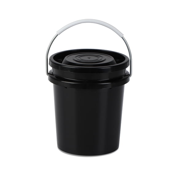 Hyper Tough 0.4 Qt. Black Mini Bucket with Lid, Portable Storage Container for Hardware, Fasteners, Crafts, and Small Parts