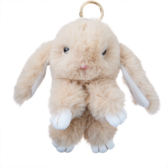 Mini Plush Bunny Keychain, Tan, 6", Easter by Way To Celebrate