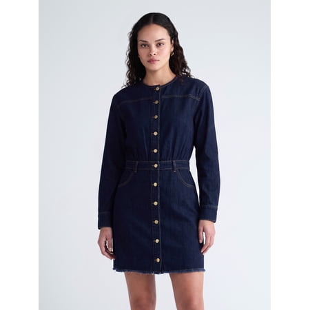 Scoop Women's and Women's Plus Button Front Mini Dress, Sizes XS-4X
