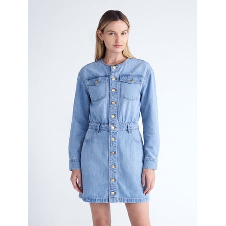 Scoop Women's and Women's Plus Button Front Mini Dress, Sizes XS-4X