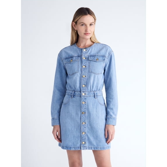 Scoop Women's and Women's Plus Button Front Mini Dress, Sizes XS-4X