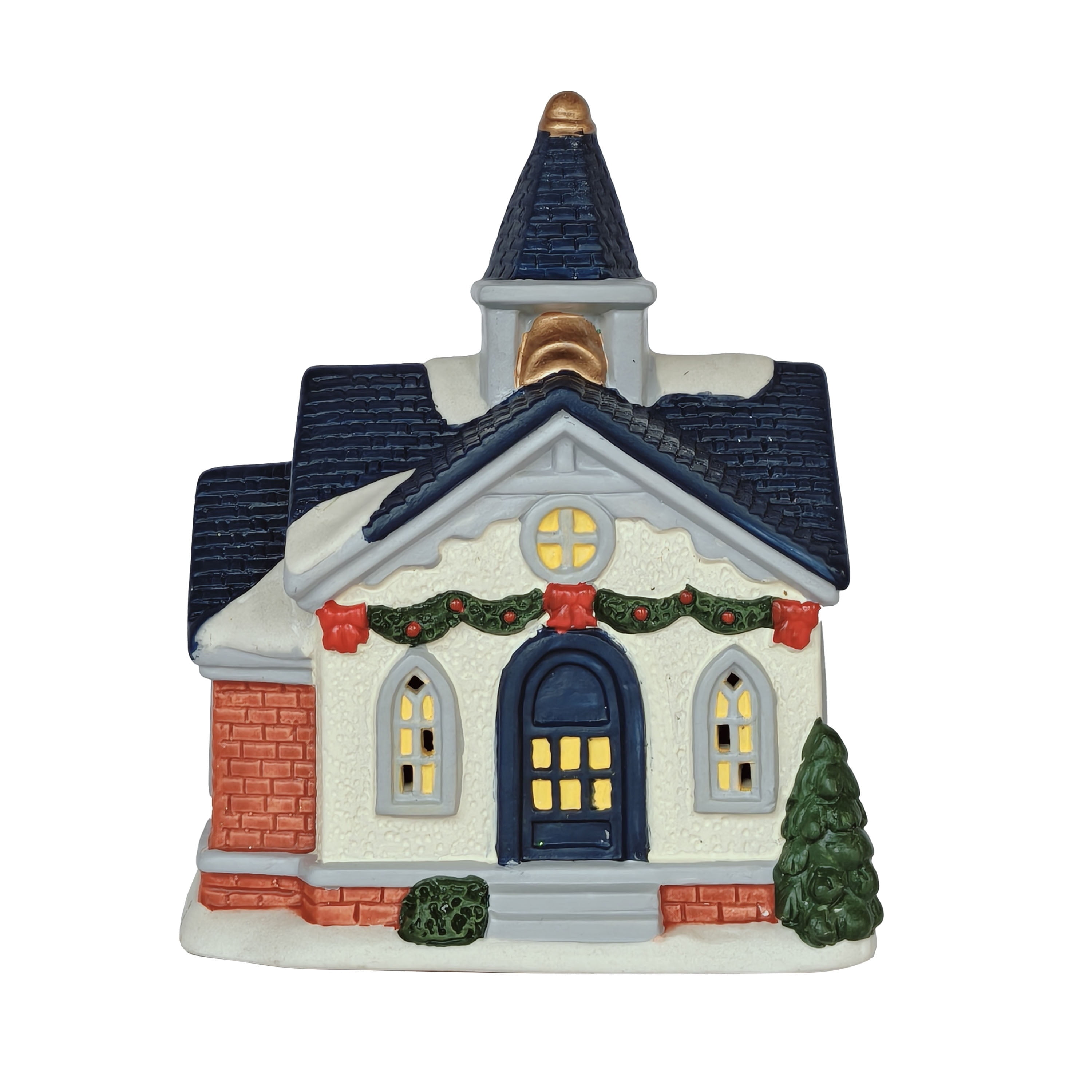 Porcelain Church Mini Christmas Village Building, Multicolor, 4", by Holiday Time