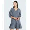 thumbnail image 1 of Scoop Women's and Women's Plus Deep V Neck Sweatshirt Mini Dress, Sizes XS-4X, 1 of 5