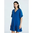 thumbnail image 1 of Scoop Women's and Women's Plus Deep V Neck Sweatshirt Mini Dress, Sizes XS-4X, 1 of 5