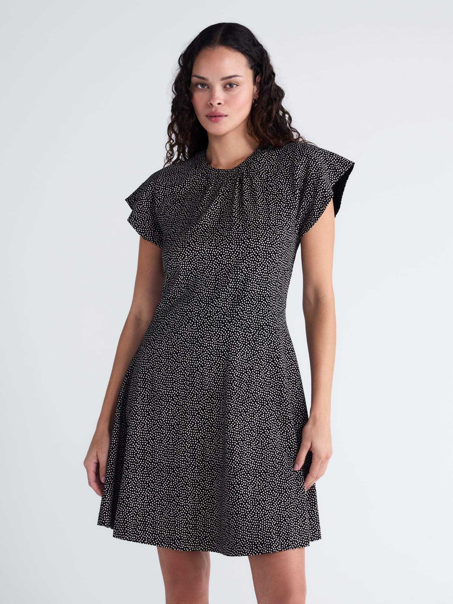 Scoop Women's and Women's Plus Mini Dress with Flutter Sleeves, Sizes XS-4X