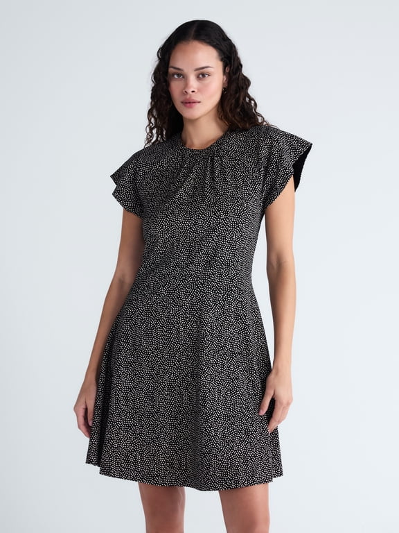 Women's and Women's Plus Mini Dress with Flutter Sleeves, Sizes XS-4X