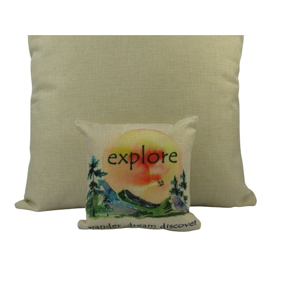 MINI: Explore Wander Dream Discover | 8 x 8 |Cover and Insert | Explore | Adventure Pillow | Lumb | Tiny House Decor | Lumbar Pillow