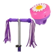 MINI-FACTORY Bike Bell + Streamer for Kid Girls, Cute Flower Bike Bell + Streamer Robbin Children's Bike Accessory (Pink-Purple)