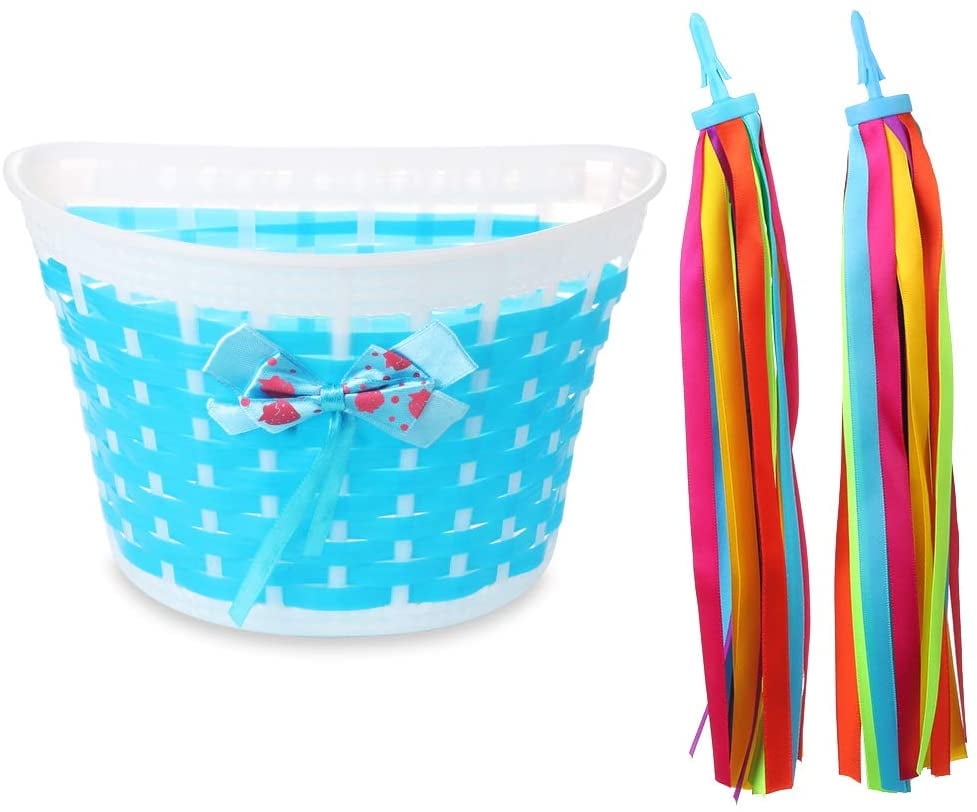 MINIFACTORY Girl's Bike Basket Streamer Set, Basket with Streamers