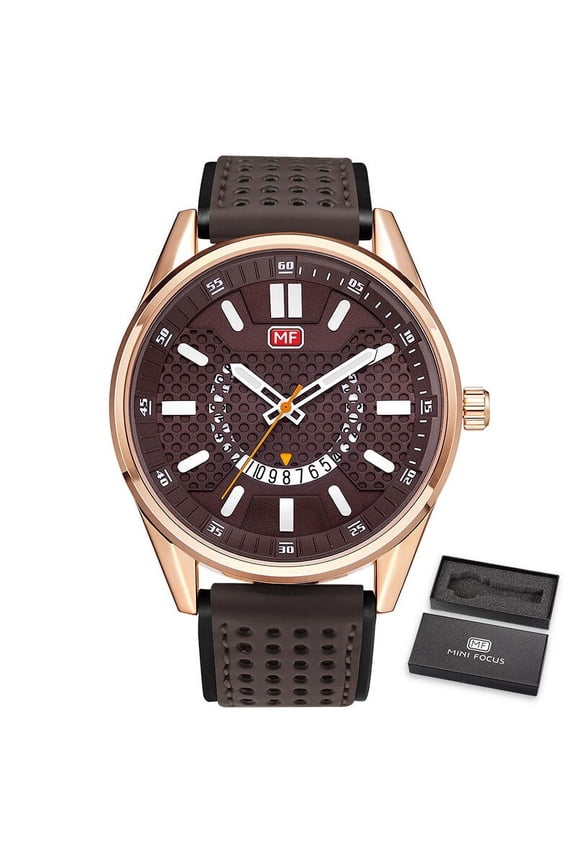 MINI FOCUS Fashion Casual Men Watches Top Brand Luxury Quartz Wristwatches Calendar Waterproof Leather Strap Relogio Masculino