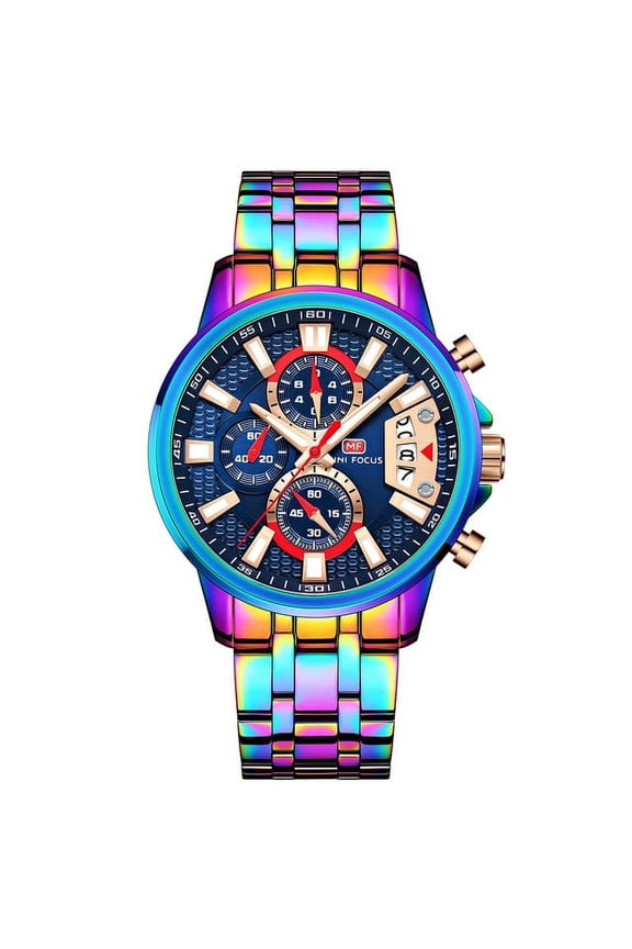 MINI FOCUS Fashion Men Watches Stainless Steel Luxury Brand Quartz Wristwatch Waterproof Sport Male Clock Relogio Masculino Blue