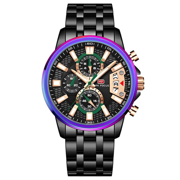 MINI FOCUS Fashion Men Watches Stainless Steel Luxury Brand Quartz Wristwatch Waterproof Sport Male Clock Relogio Masculino Blue