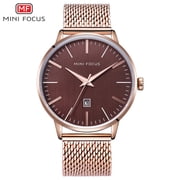 MF MINI FOCUS Orologi da uomo eleganti e impermeabili cronografo analogico al quarzo in pelle per uomo in acciaio inossidabile quadrante blu oro orologio da polso alla moda, Blu