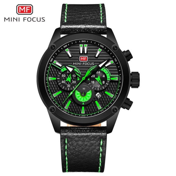 MINI FOCUS Watch Men Waterproof Black Leather Strap Luxury Brand Fashion Sport Montre Homme Wristwatch Quartz Relogio Masculino