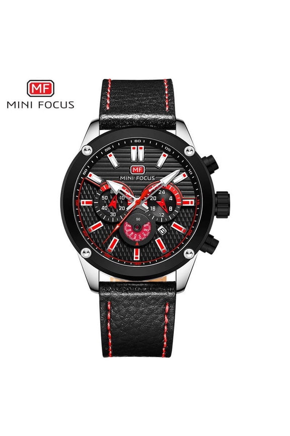 MINI FOCUS Watch Men Waterproof Black Leather Strap Luxury Brand Fashion Sport Montre Homme Wristwatch Quartz Relogio Masculino