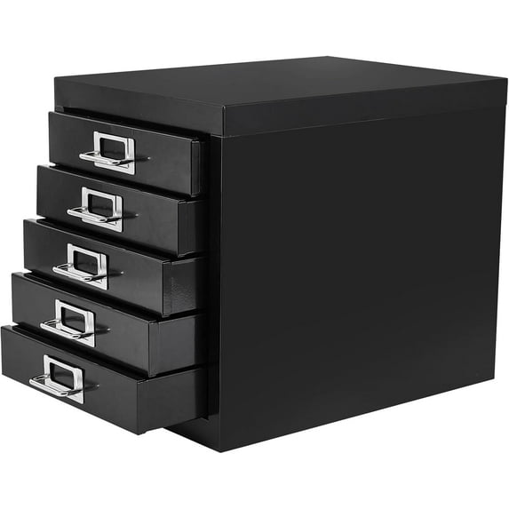 MINI File Cabinet, Metal File Organizer, Document Organizer, Small Metal Cabinets for Home Office (5 Drawers - Black)
