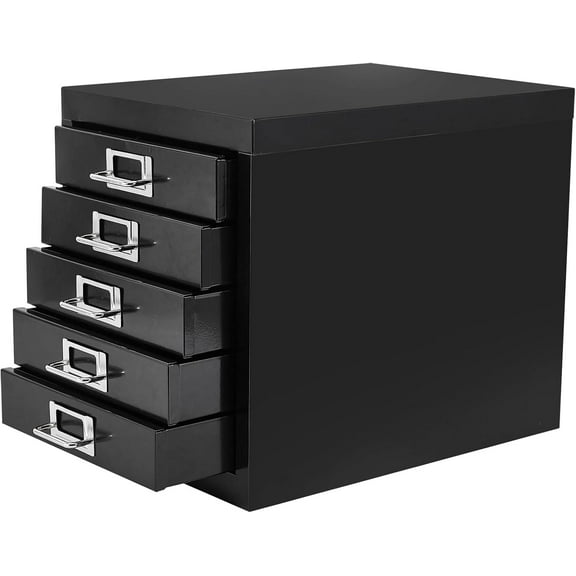 MINI File Cabinet, Metal File Organizer, Document Organizer, Small Metal Cabinets for Home Office (5 Drawers - Black)