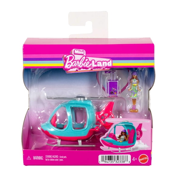 Barbie Mini BarbieLand Doll & Vehicle Set, Toy Helicopter with 1.5-inch Doll & Accessories