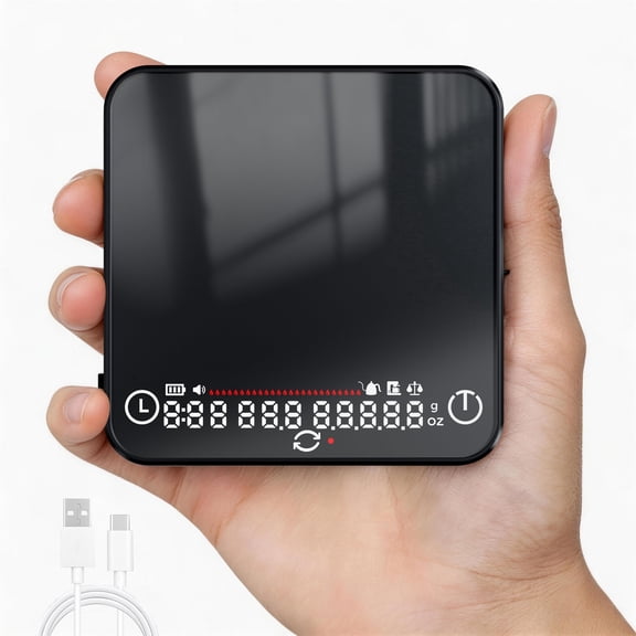 MINI LOP Rechargeable Mini Coffee Scale with Timer, 2kg/0.1g High Precision Digital Espresso Scale, Portable Kitchen Scale with Automatic Timing for Pour Over Coffee Brewing and Baking