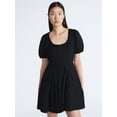 thumbnail image 1 of Scoop Women’s Pleated Mini Dress with Puff Sleeves, Sizes XS-XXL, 1 of 5