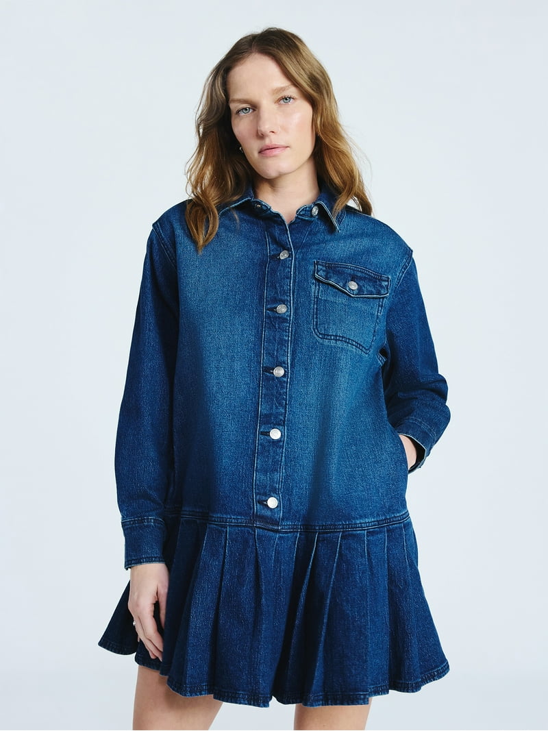 white christmas dresses Indigo Affair Round Neck Denim Dress main image 0
