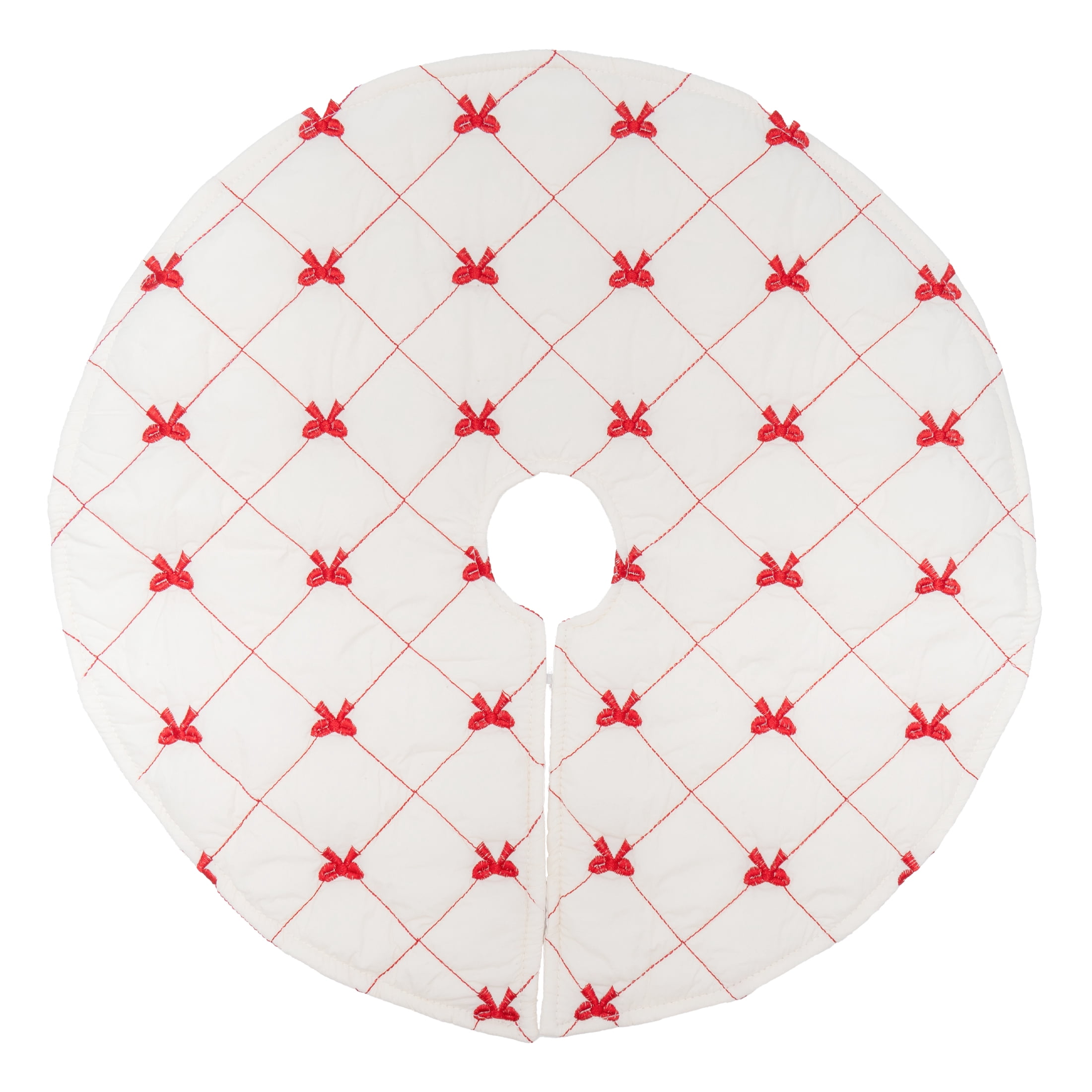 Bows Mini Christmas Tree Skirt, Red and White, 18", by Holiday Time