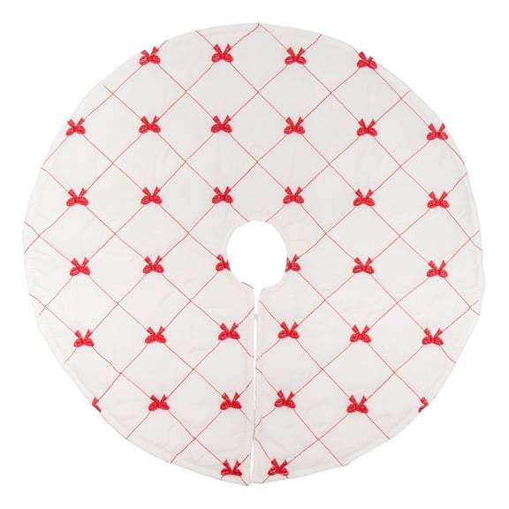 Bows Mini Christmas Tree Skirt, Red and White, 18", by Holiday Time