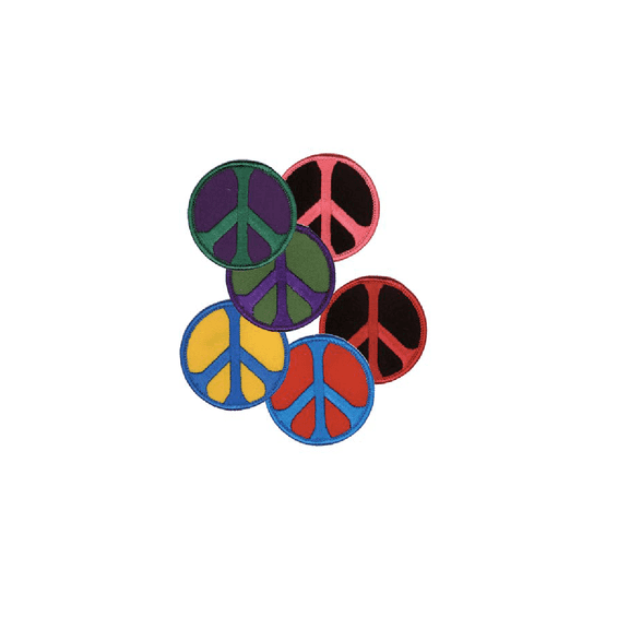 MINI RAINBOW PEACE SIGN COMBO PATCH - Matt Stewart Art's Peace Sign Embroidered Iron Sew-On 1.5" Round, 6 x PATCHES